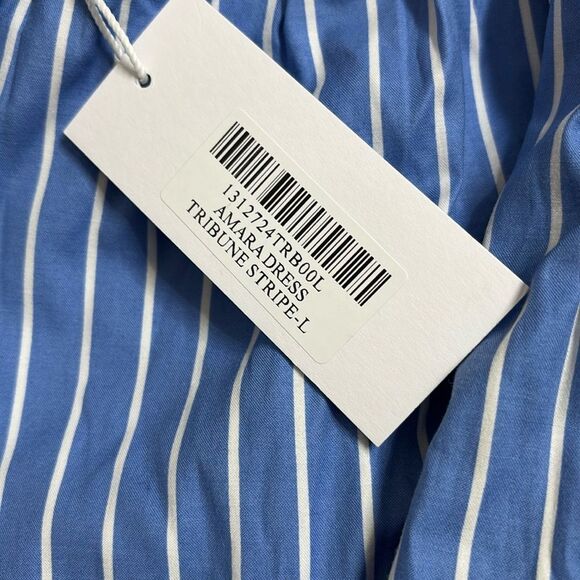 Reformation Amara Dress Blue & white striped XL NWT $188 - Picture 5 of 5
